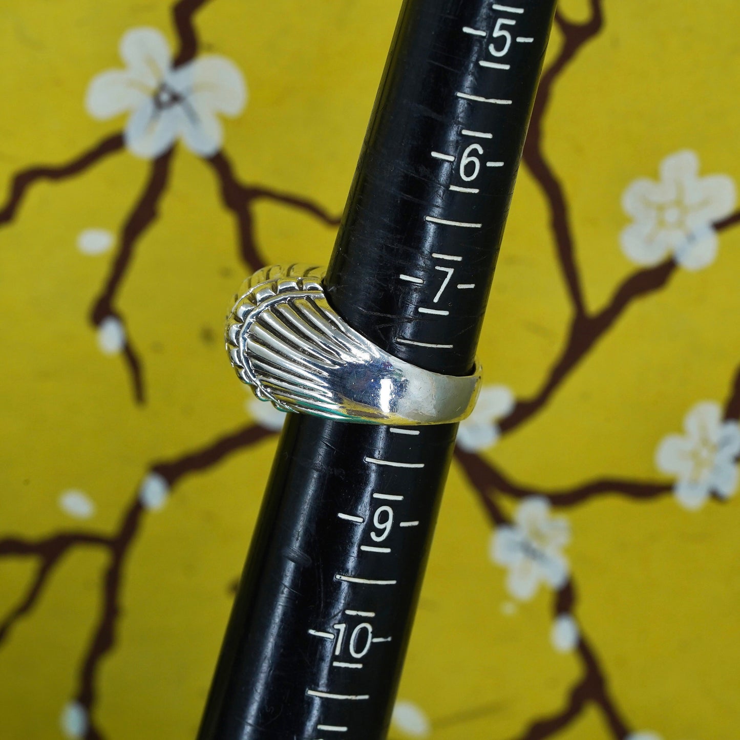 Size 7.25, vintage Mexico sterling silver handmade ring, 925 ribbed band