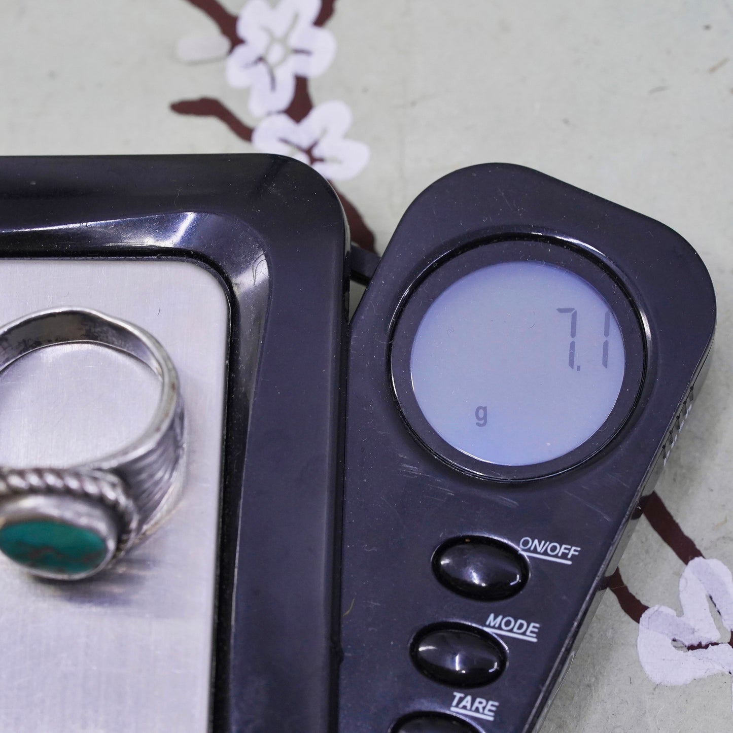 Size 8, Native American sterling 925 silver ring with turquoise, southwestern