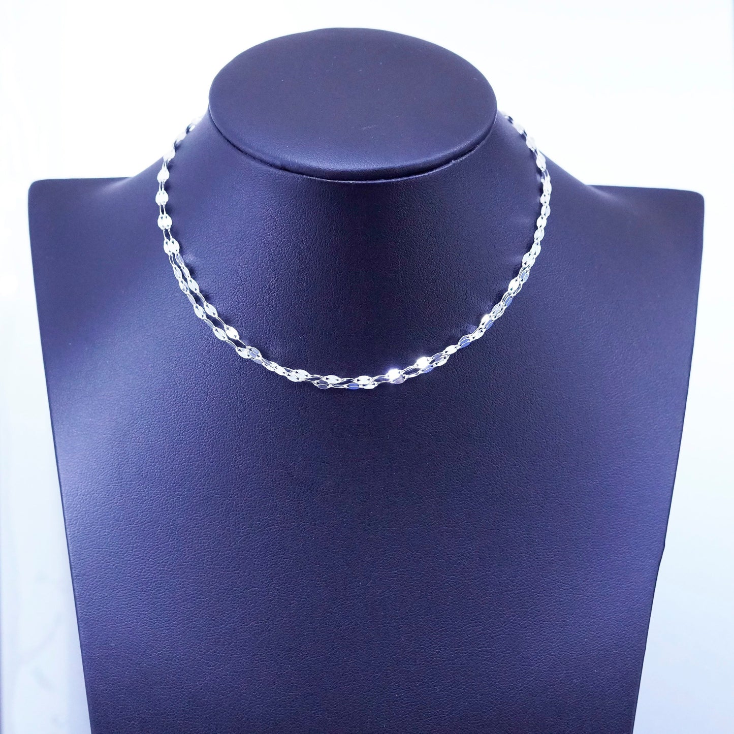 24”, 1mm, vintage Sterling silver handmade long necklace, 925 flatten chain