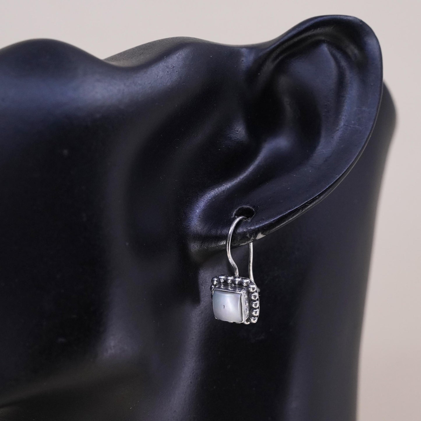 Retired Silpada W1394 Pearl Button Square single earring .925 Sterling Silver
