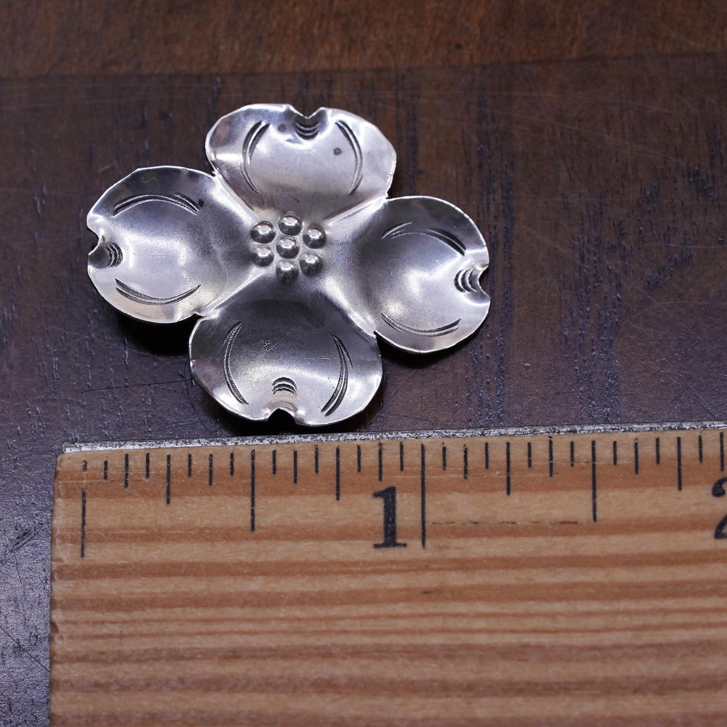 Vintage sterling 925 silver dogwood flower shaped pendant