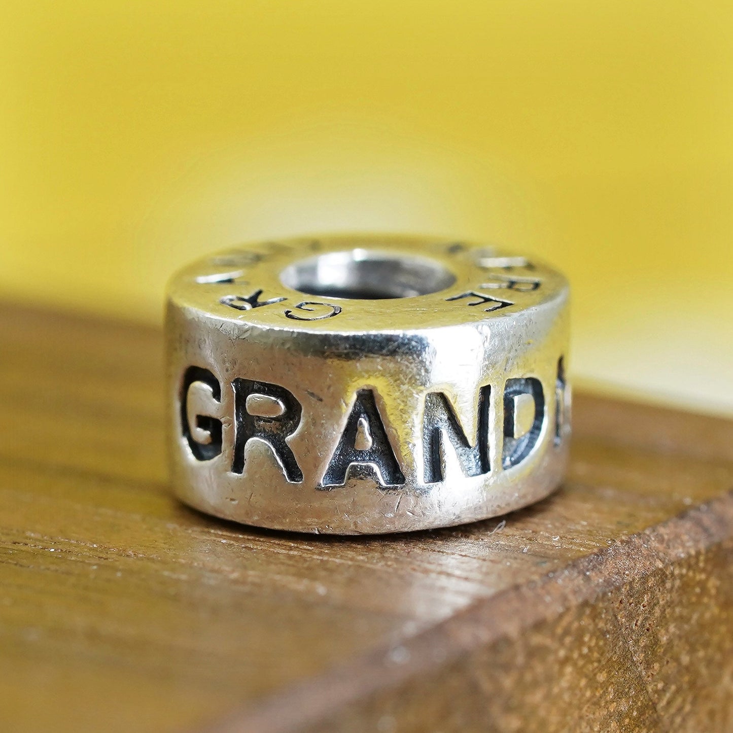 Cham Sterling 925 silver handmade pendant bead charm embossed “grandmother”