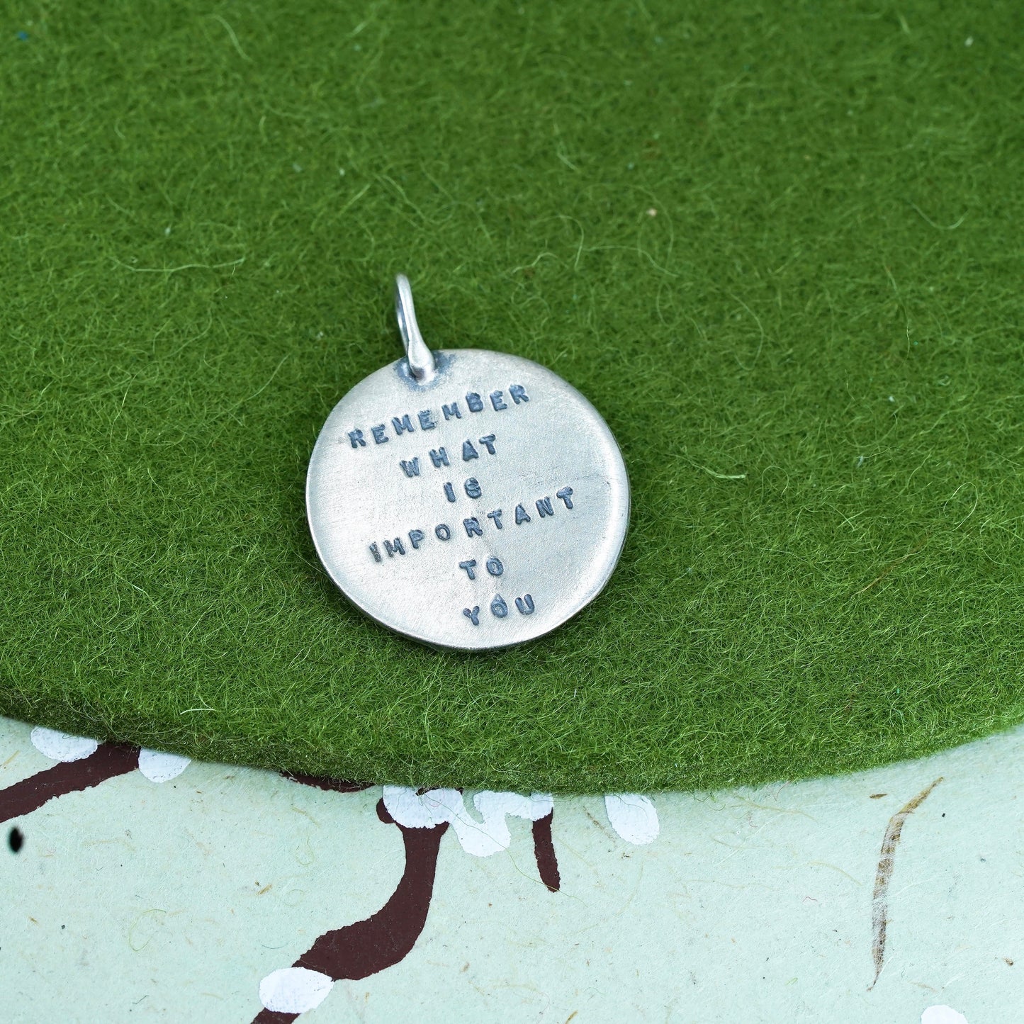 sterling silver handmade pendant, 925 family tree tag charm “remember
