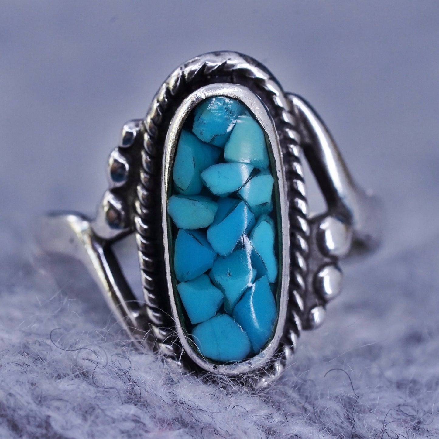 Size 7, Native American, southwestern Sterling silver handmade ring turquoise