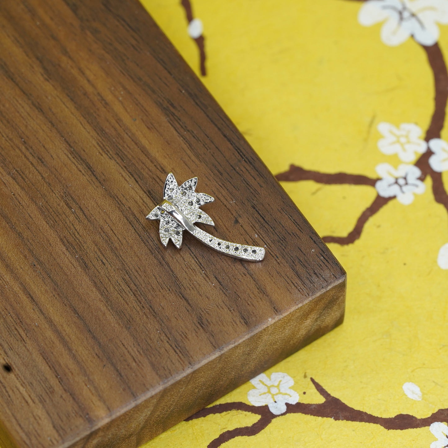 Vintage Sterling silver handmade pendant, 925 palm tree with cluster cz