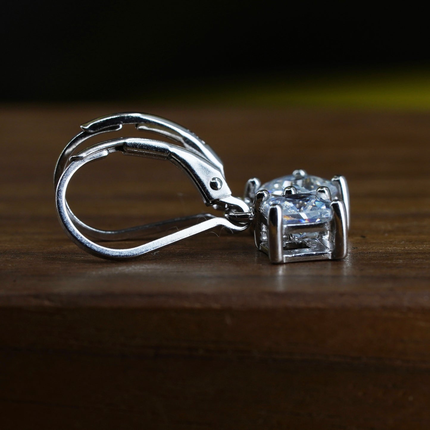 Vintage Sterling silver handmade earrings, 925 silver with diamond cut CZ