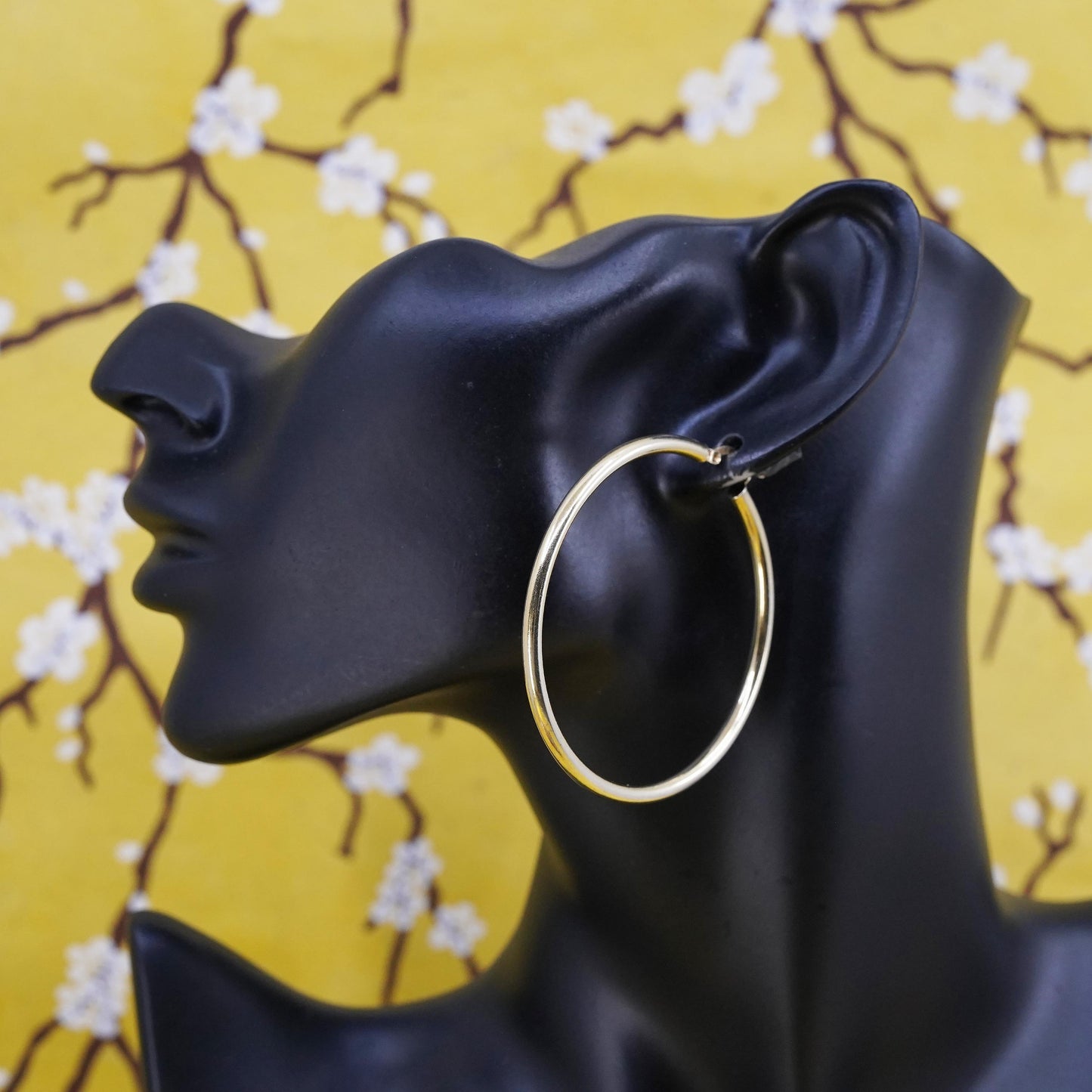 2.25”, Vintage vermeil gold over Sterling silver earrings, huge bold 925 hoops