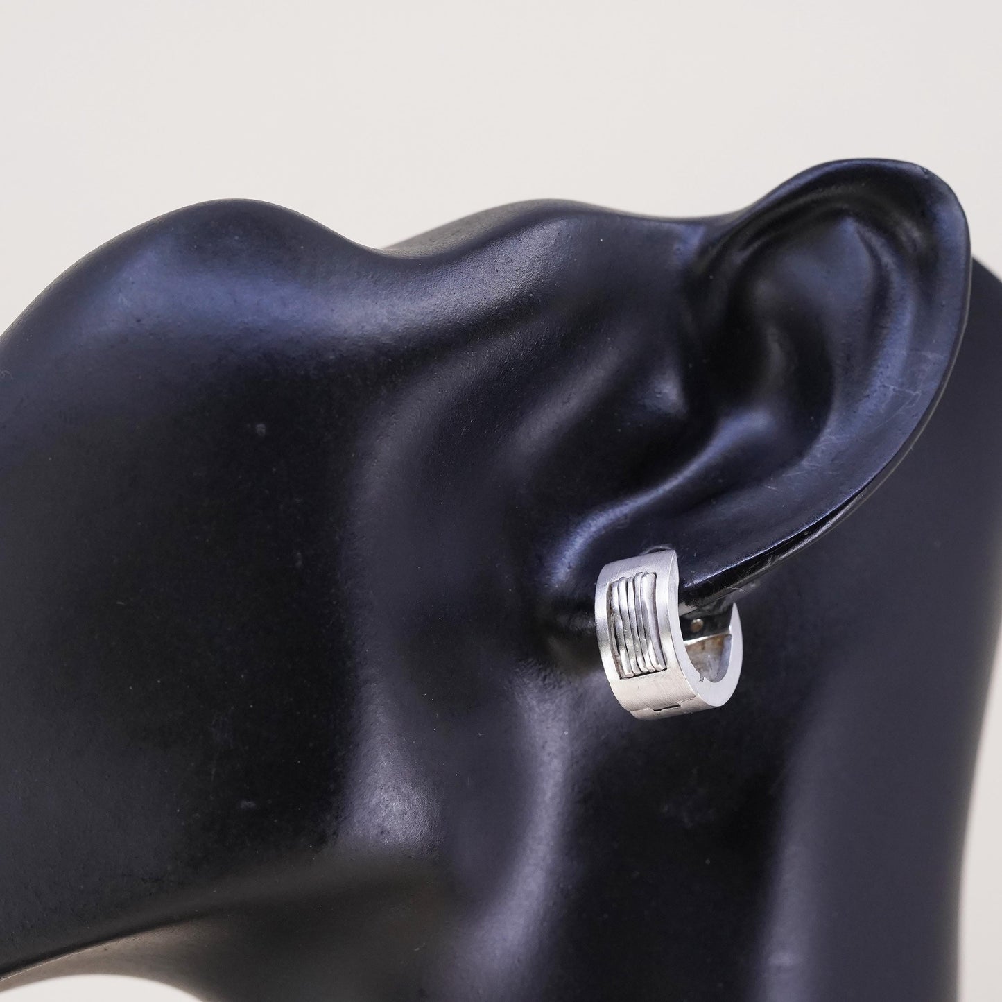 0.5”, Vintage sterling silver single earring, 925 huggie hoop