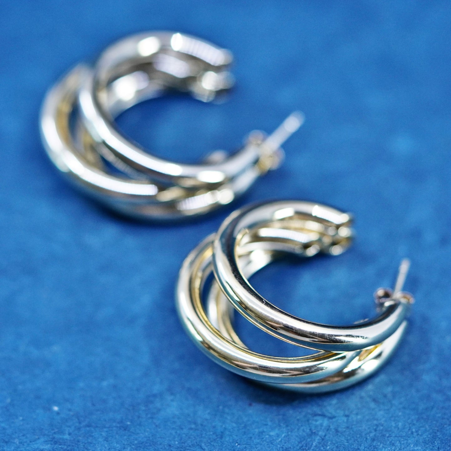 1.25”, vermeil gold over Sterling silver 925 huge hoop earrings, moon hoops