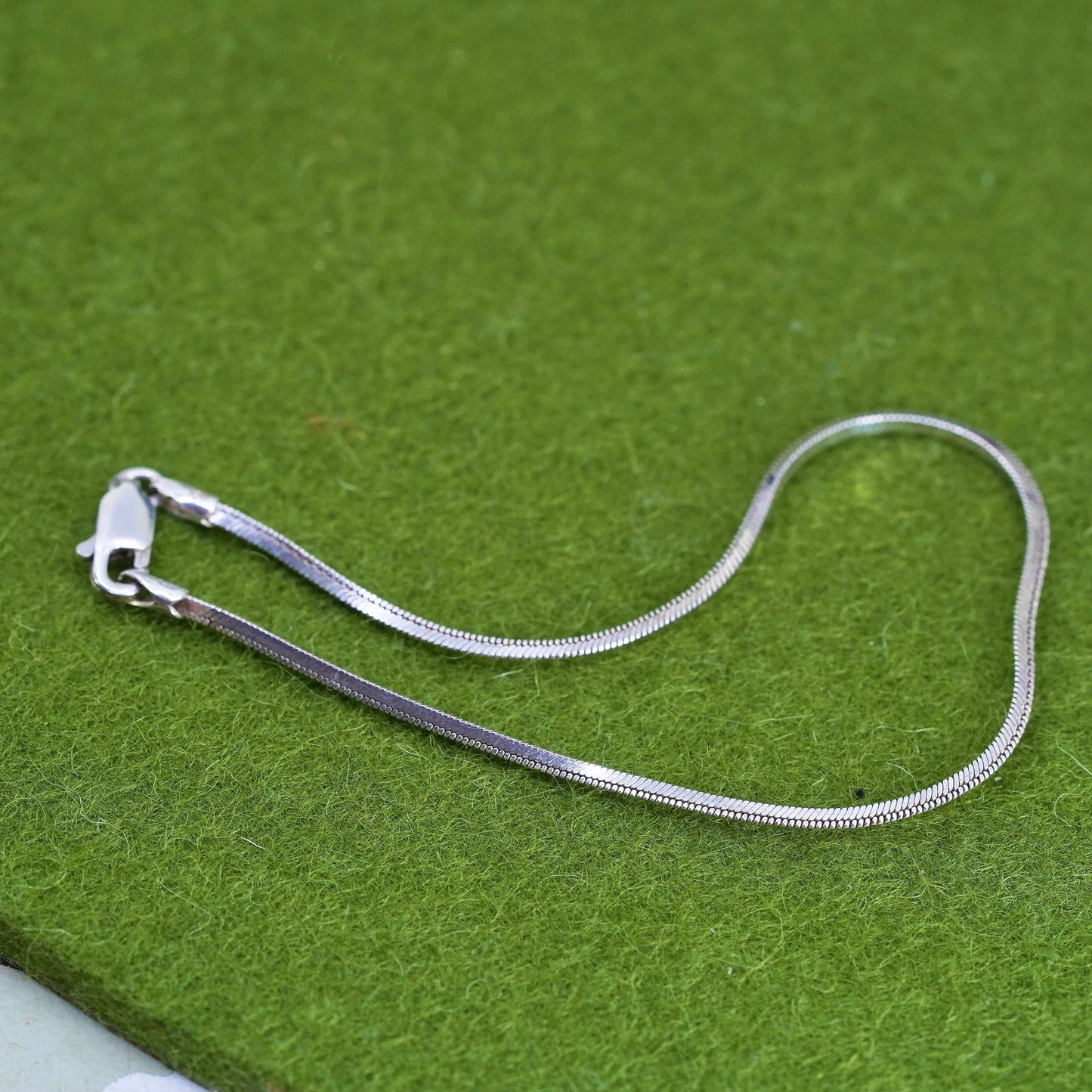 7", 1mm, Vintage sterling silver bracelet, Italy 925 square snake chain