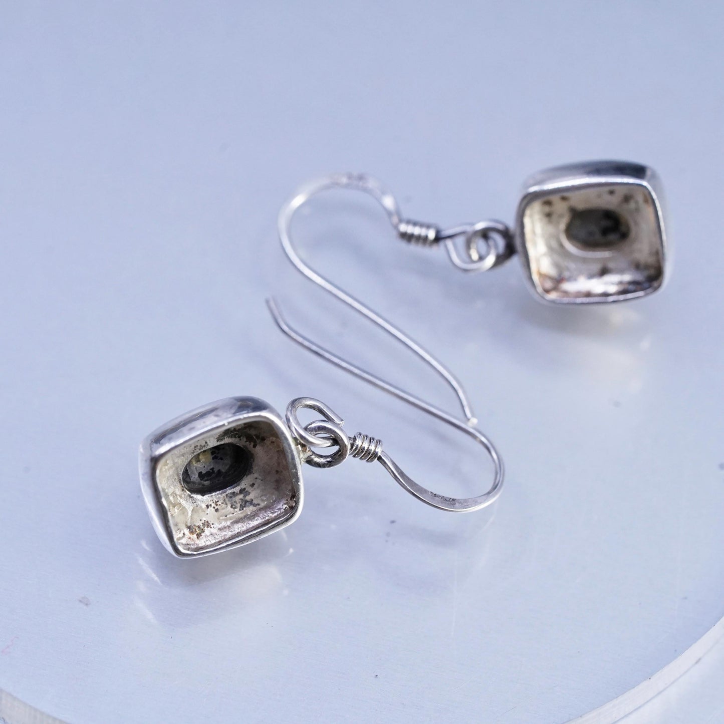 Vintage Sterling 925 silver handmade earrings with black onyx