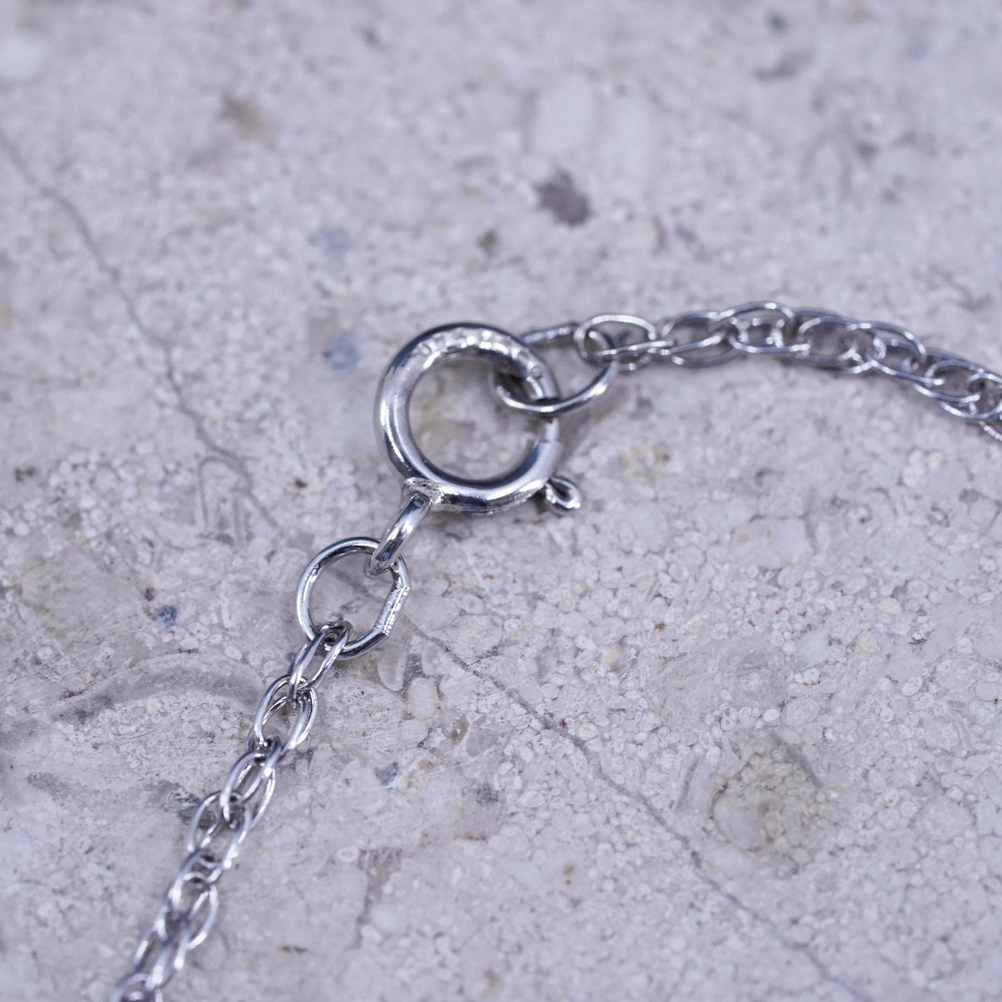 18", vintage Sterling silver necklace, 925 Singapore rope chain tag letter G