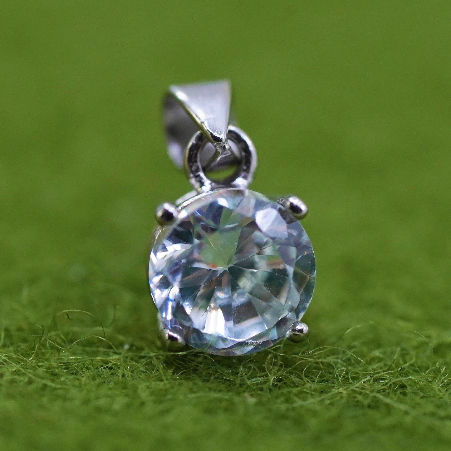 Vintage sterling silver tiny pendant, 925 cross handmade charm with cz