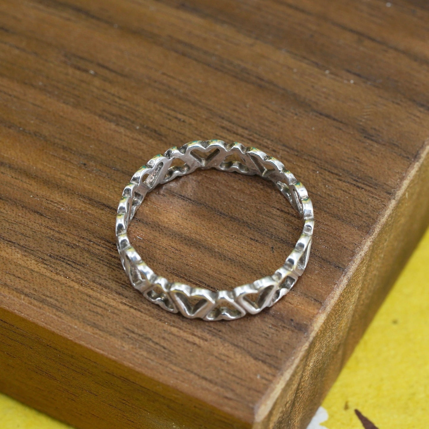 Size 10.25, vintage Sterling silver handmade ring, 925 heart band