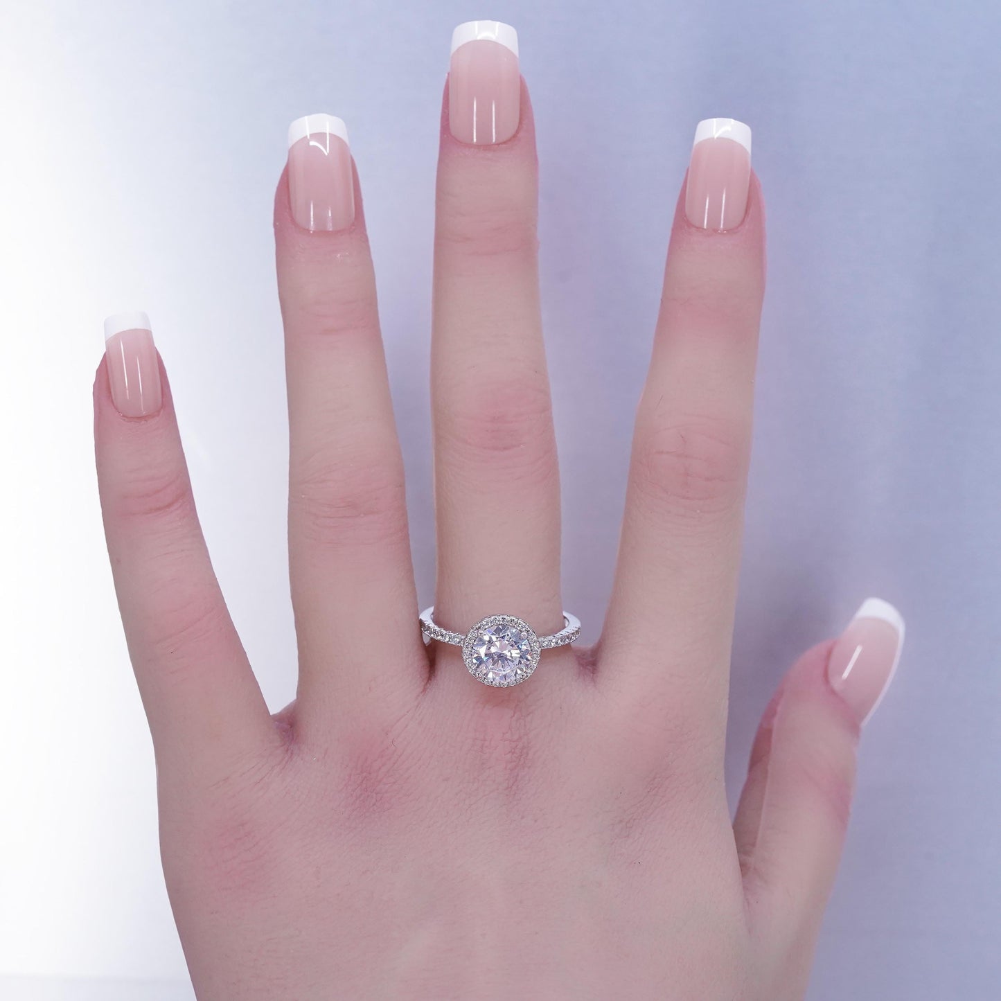 Size 9, vintage Sterling 925 silver statement engagement ring with cluster Cz