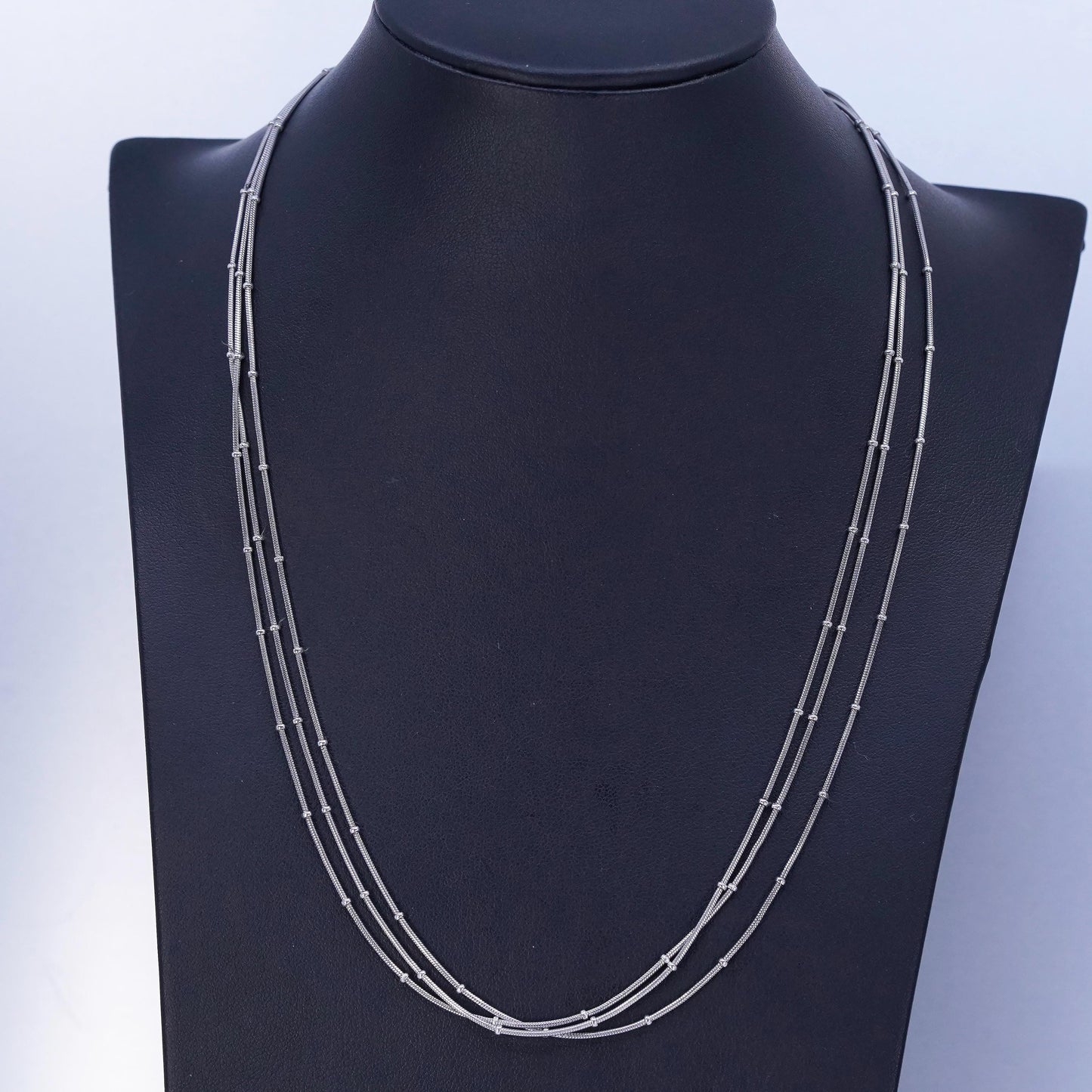 20”, Italian Sterling 925 silver multi strands snake chain necklace with beads