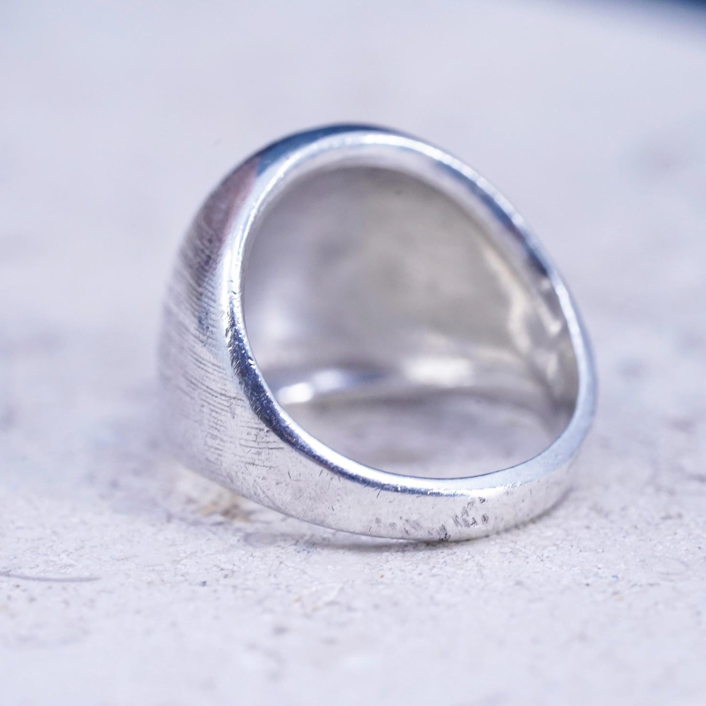 Size 3.5, vintage Sterling silver handmade ring, 925 wide band with textured