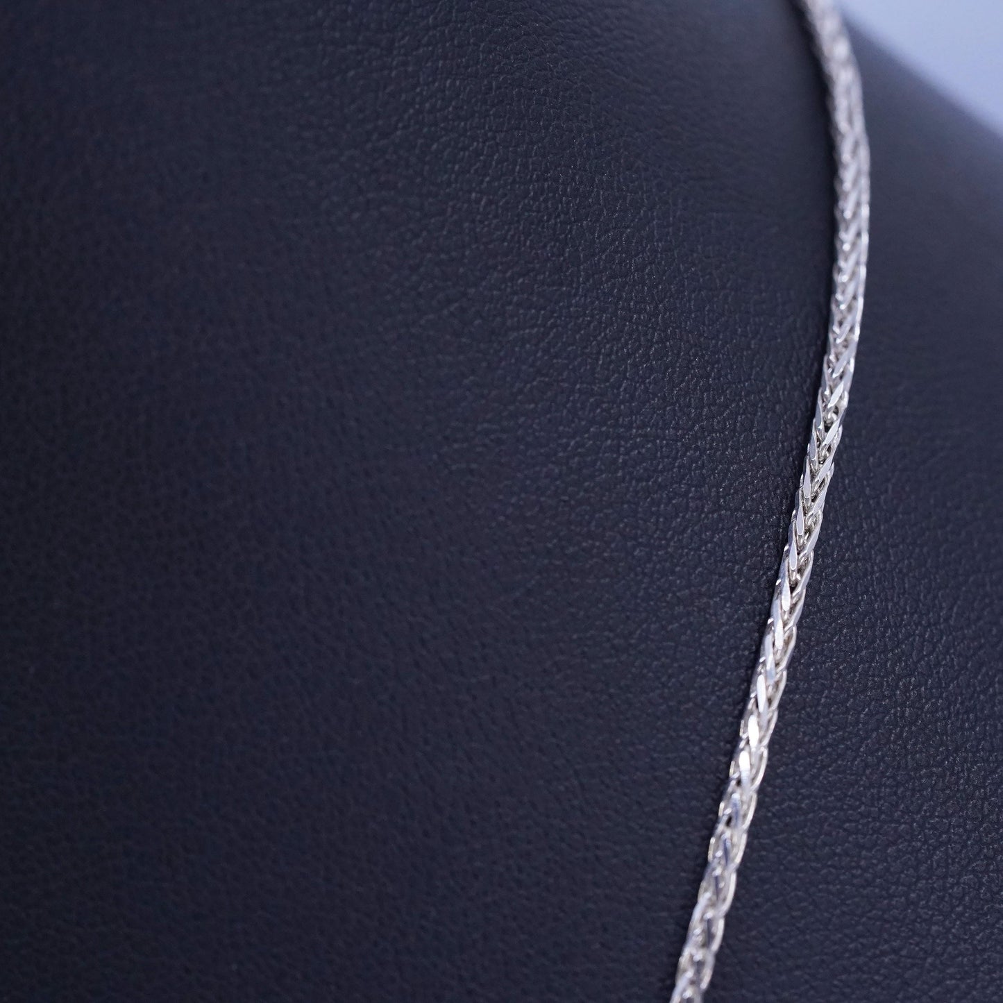 20” 2mm, vintage Mexican Sterling 925 silver handmade wheat chain necklace