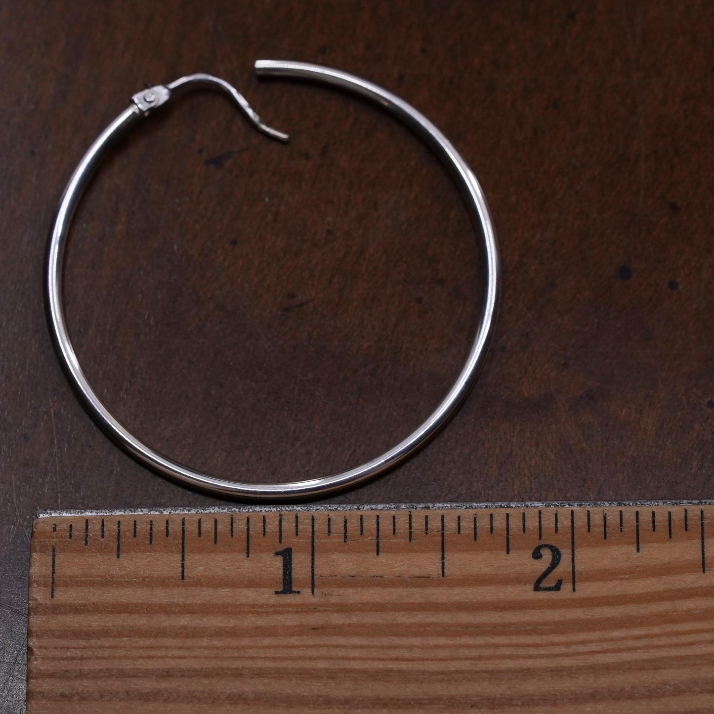 1.75", Vintage sterling silver loop single earring, thin hoop