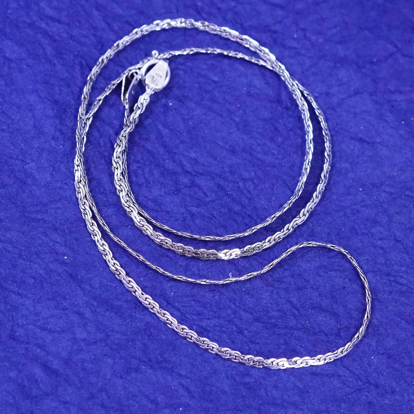 18”, 2mm, Sterling silver handmade necklace, flatten 925 nugget chain