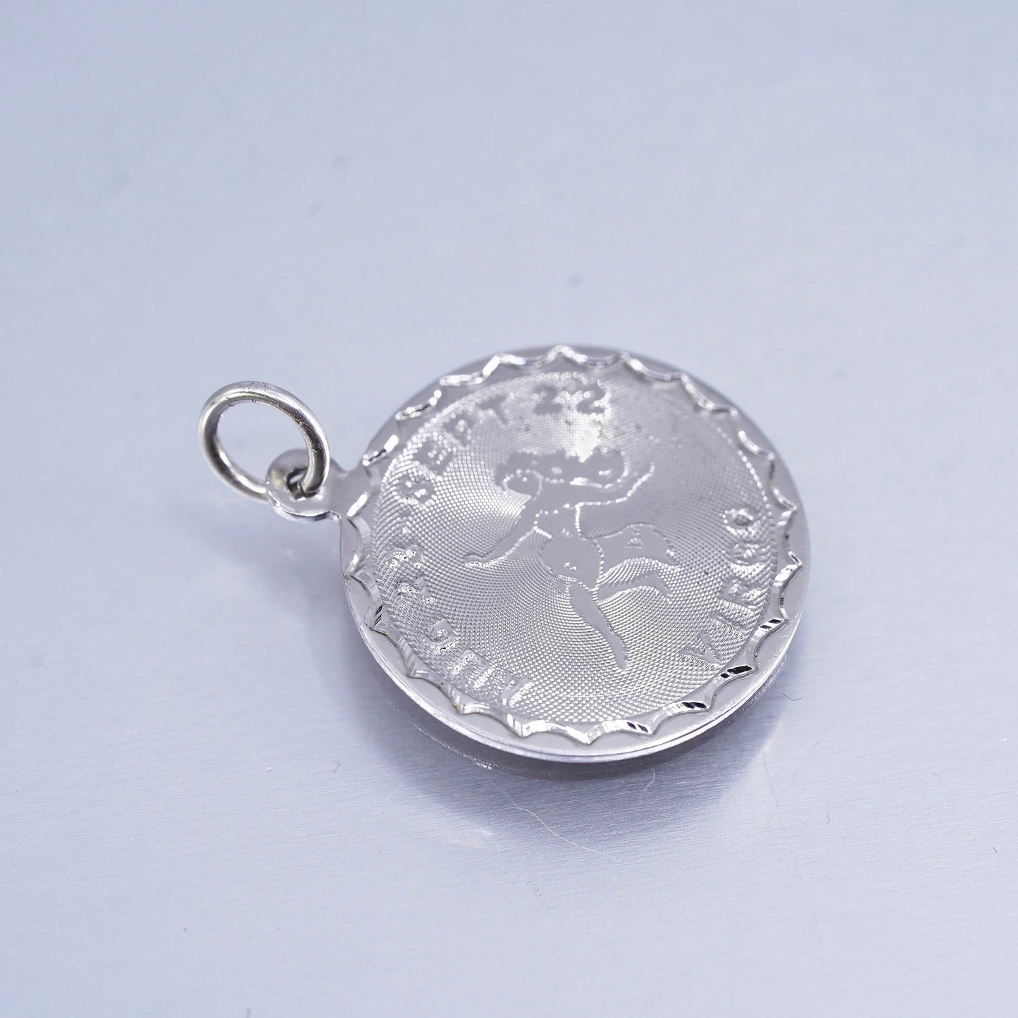Vintage sterling 925 silver handmade Virgo pendant tag charm
