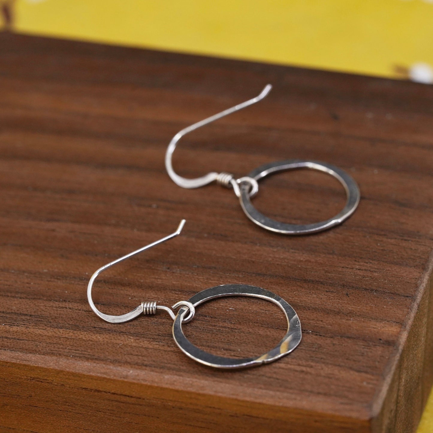 Vintage Sterling silver handmade earrings, 925 circles dangle