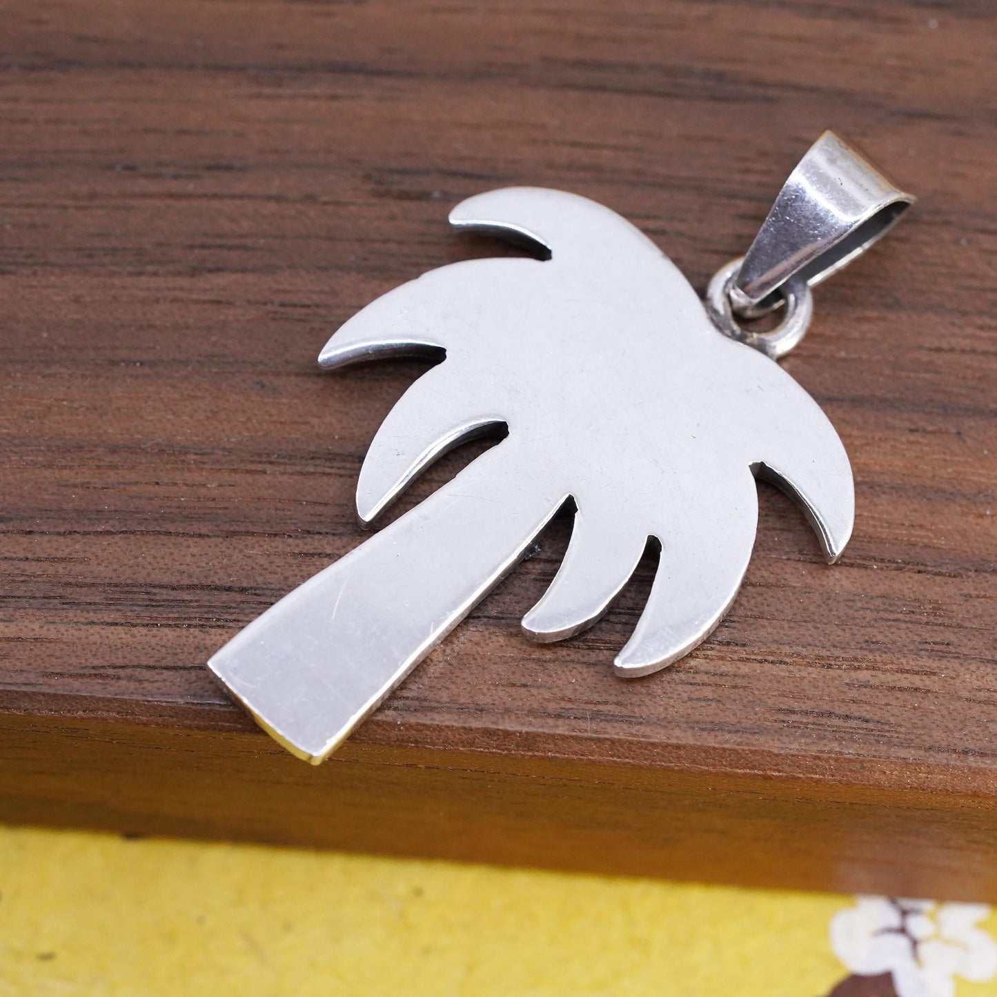 Vintage southwestern handmade solid sterling 925 silver palm tree pendant