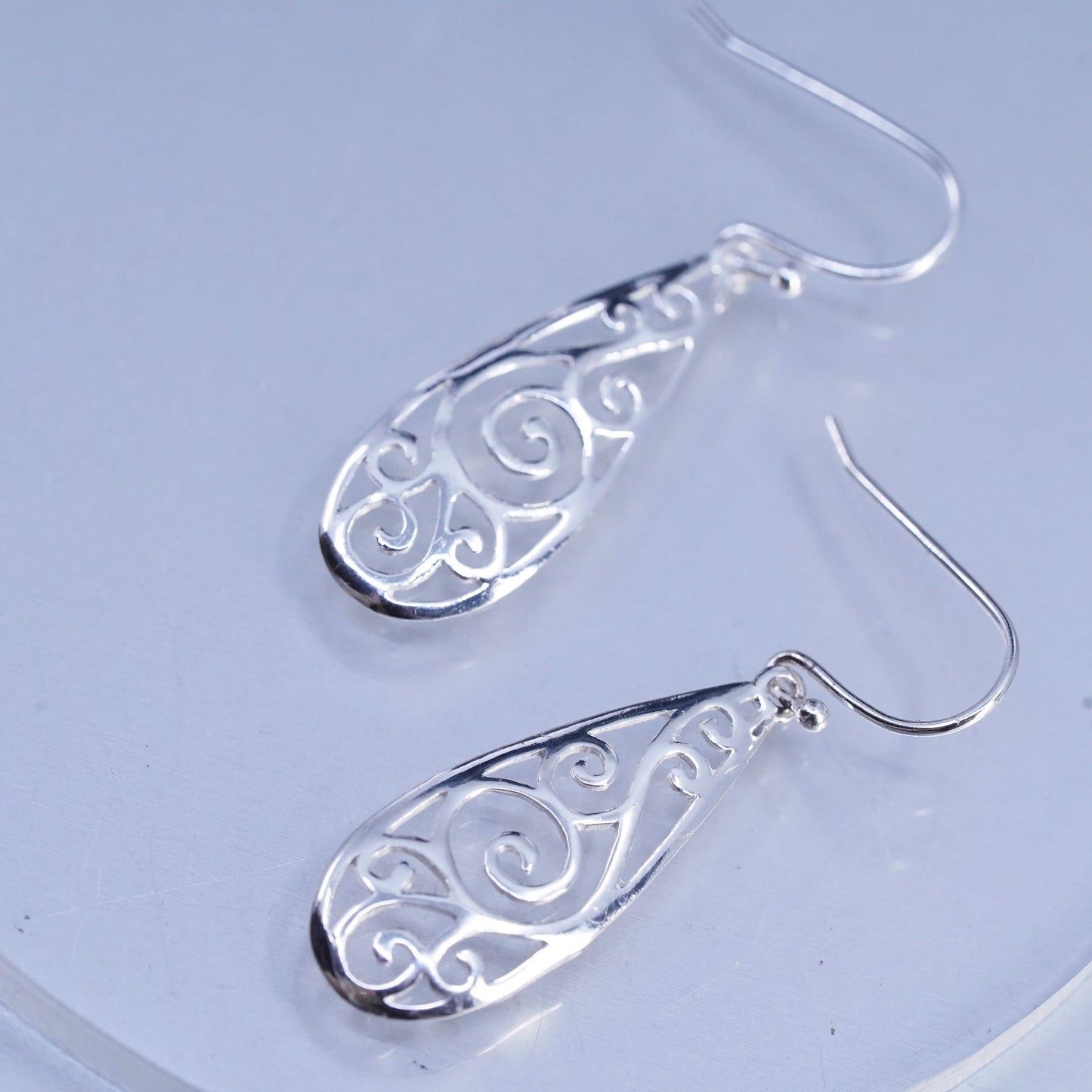 Vintage Sterling 925 silver handmade swirly earrings