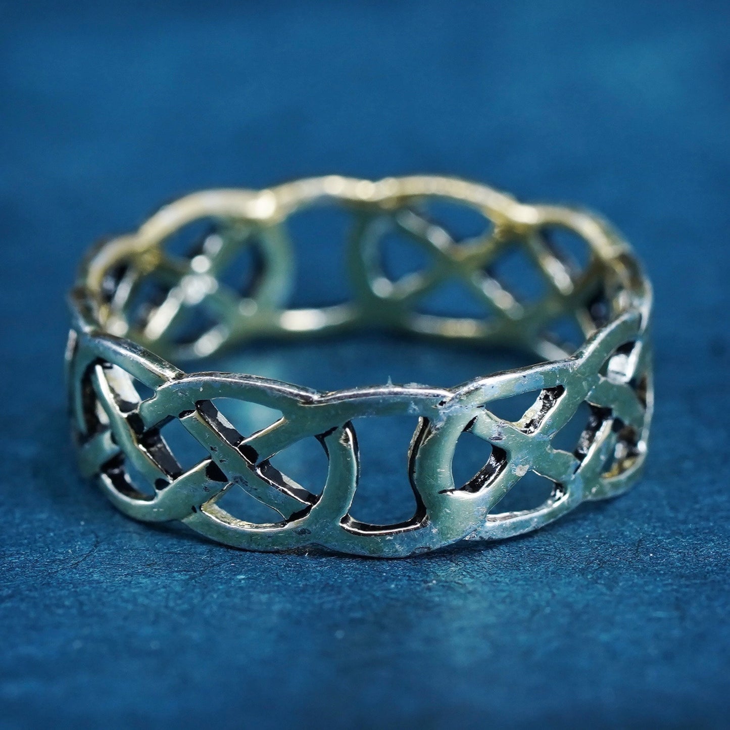 Size 10.25, gold over sterling silver handmade ring, 925 braided woven band
