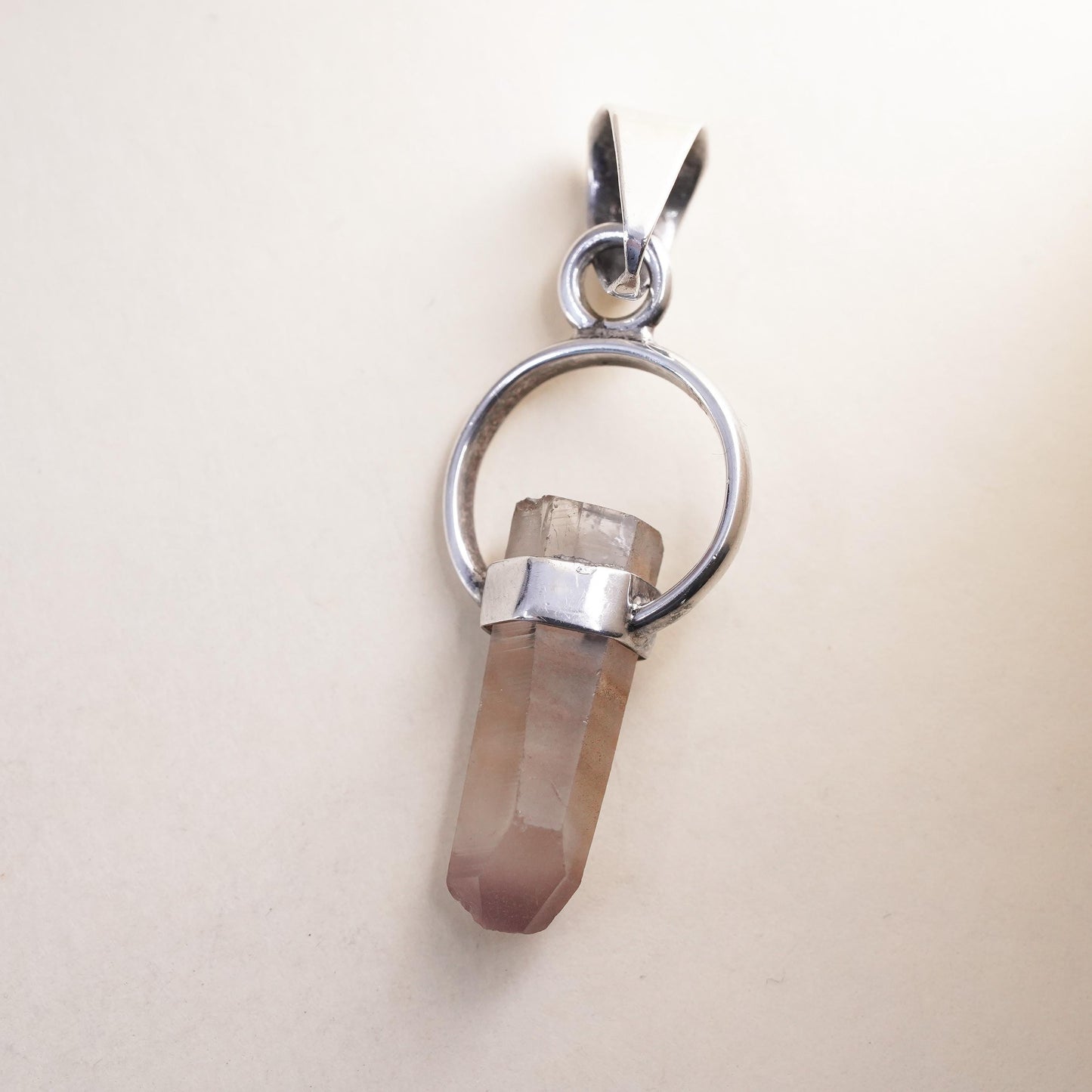 Vintage JWD sterling 925 silver handmade healing crystal pendant with citrine
