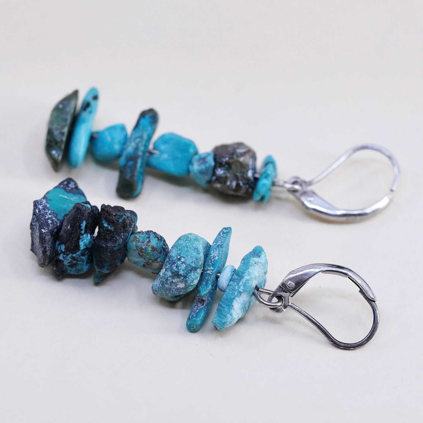 Southwestern sterling silver 925 handmade earrings with turquoise nugget beads