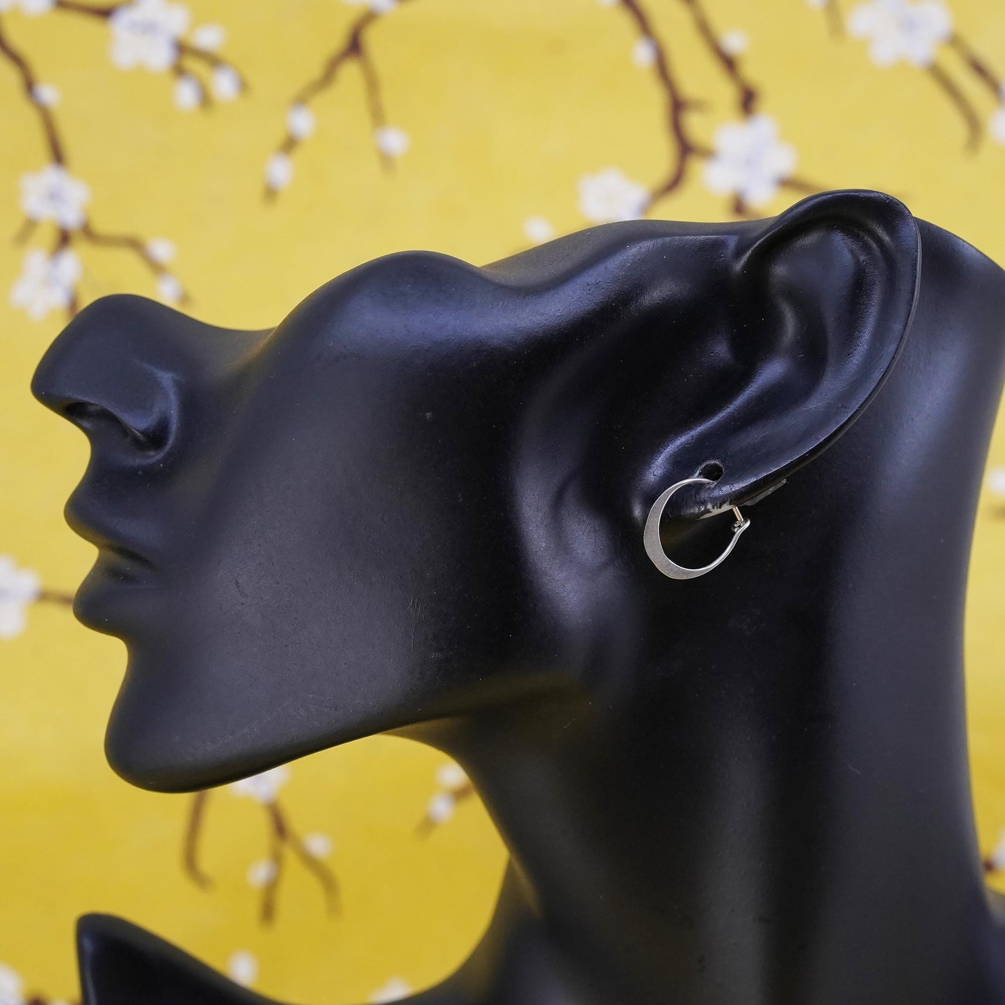 0.5”, Vintage Sterling 925 silver handmade earrings, 925 flatten hoops