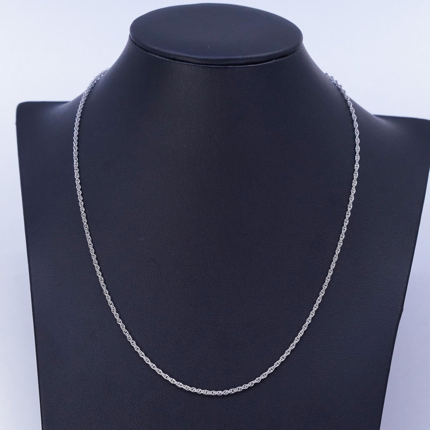 17” 2mm, vintage Italian Sterling 925 silver Singapore rope chain necklace