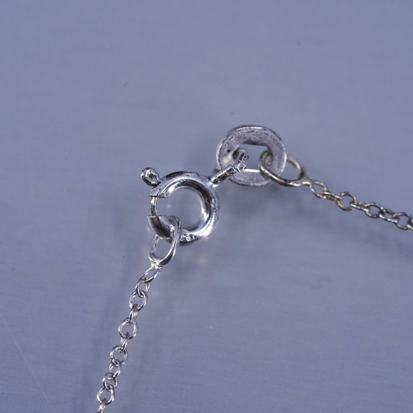18”, vintage Sterling silver necklace, 925 circle chain with letter K pendant