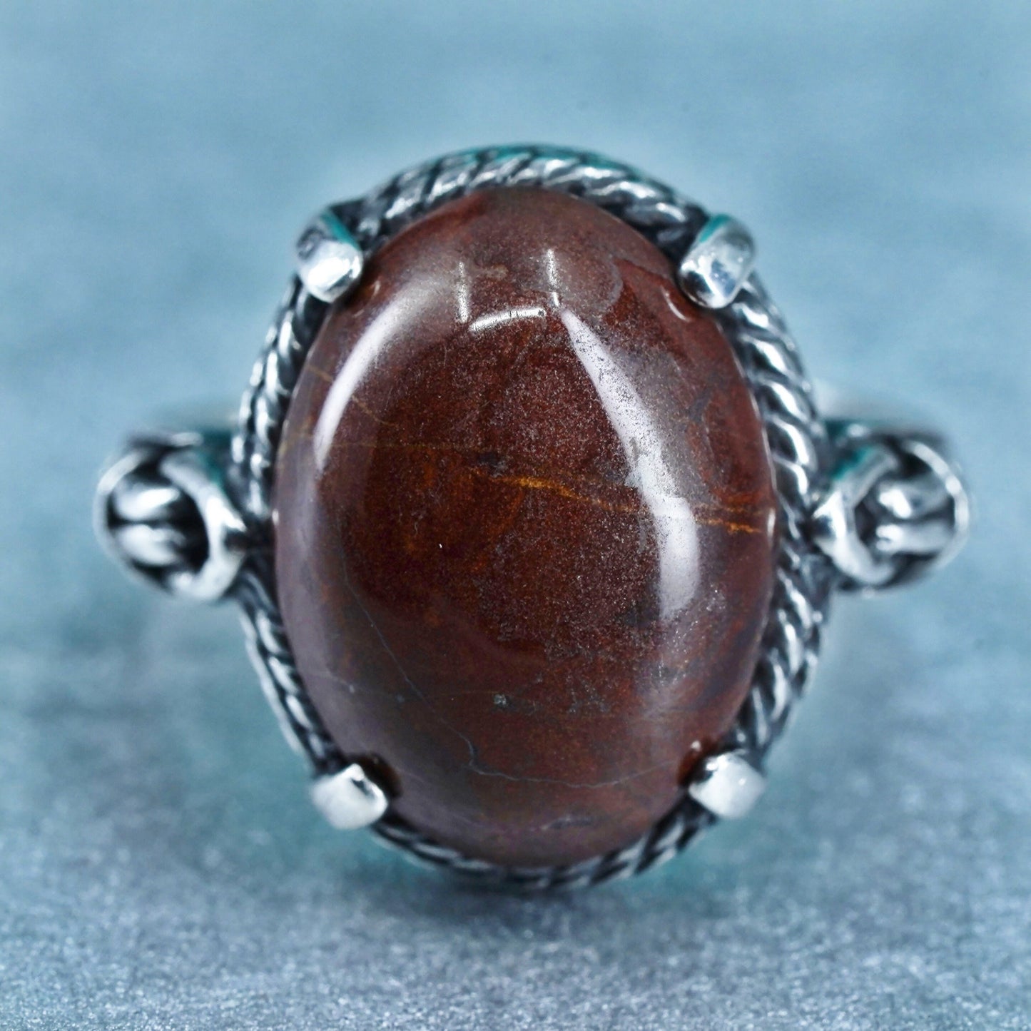 Size 6.5, southwestern Sterling 925 silver handmade ring with oval red jasper