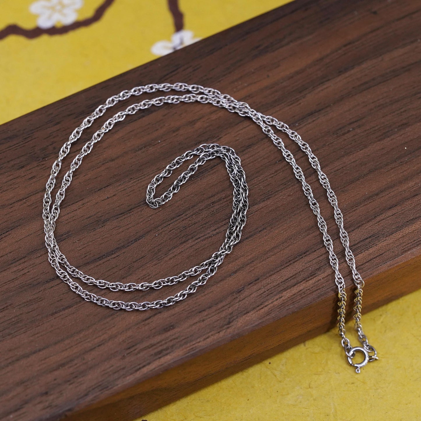 20" 1.6mm, vintage Sterling silver necklace, 925 Singapore rope chain