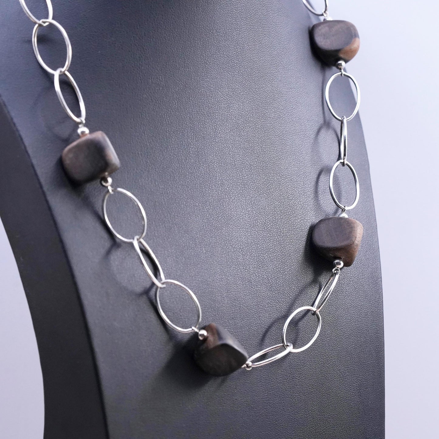 20”, Retured Silpada sterling silver wood #N1359 #W1364 necklace earrings set