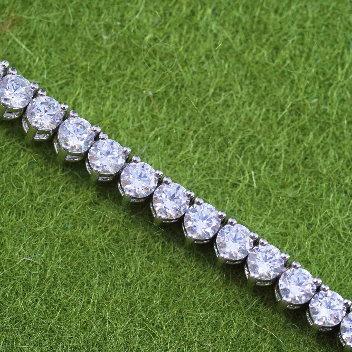 16”, Vintage sterling 925 silver tennis necklace, 925 chain with cz