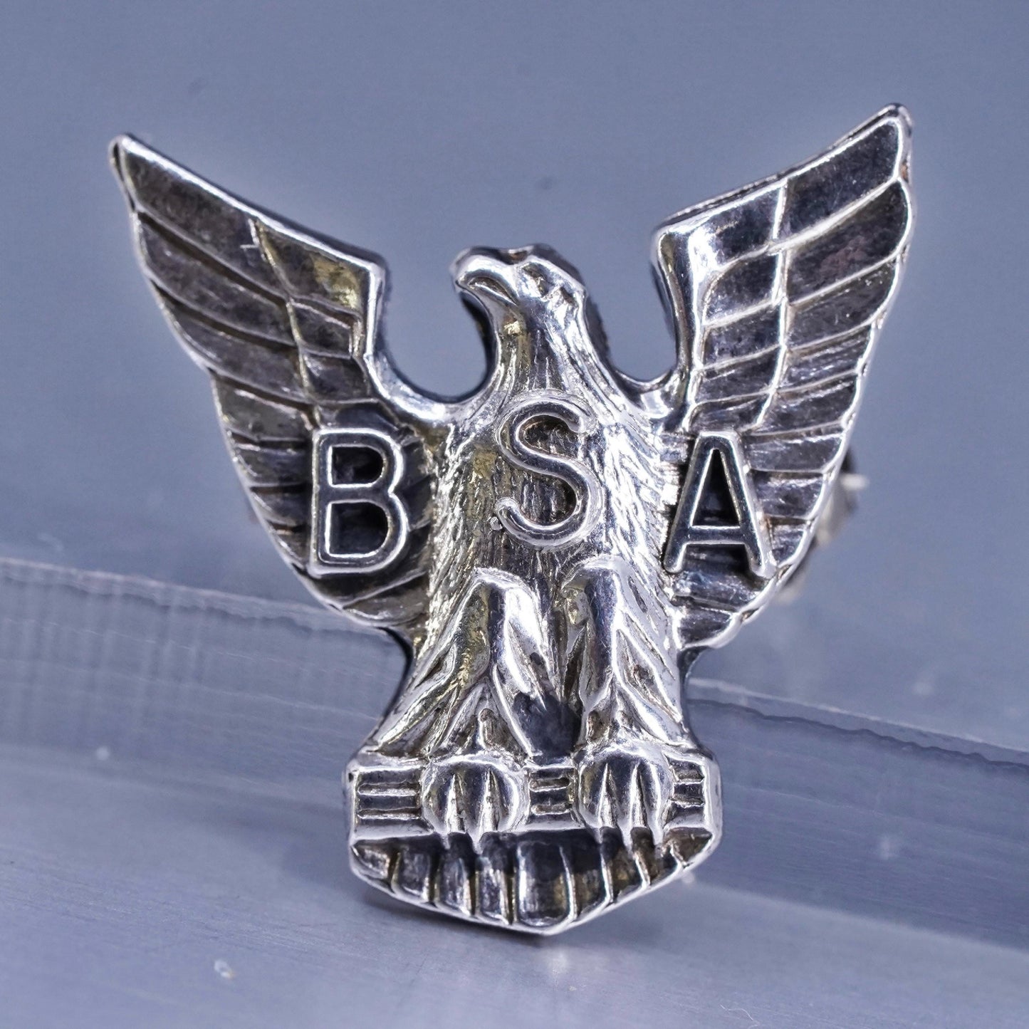 Vintage Sterling 925 silver BSA eagle brooch pin, stamped Sterling