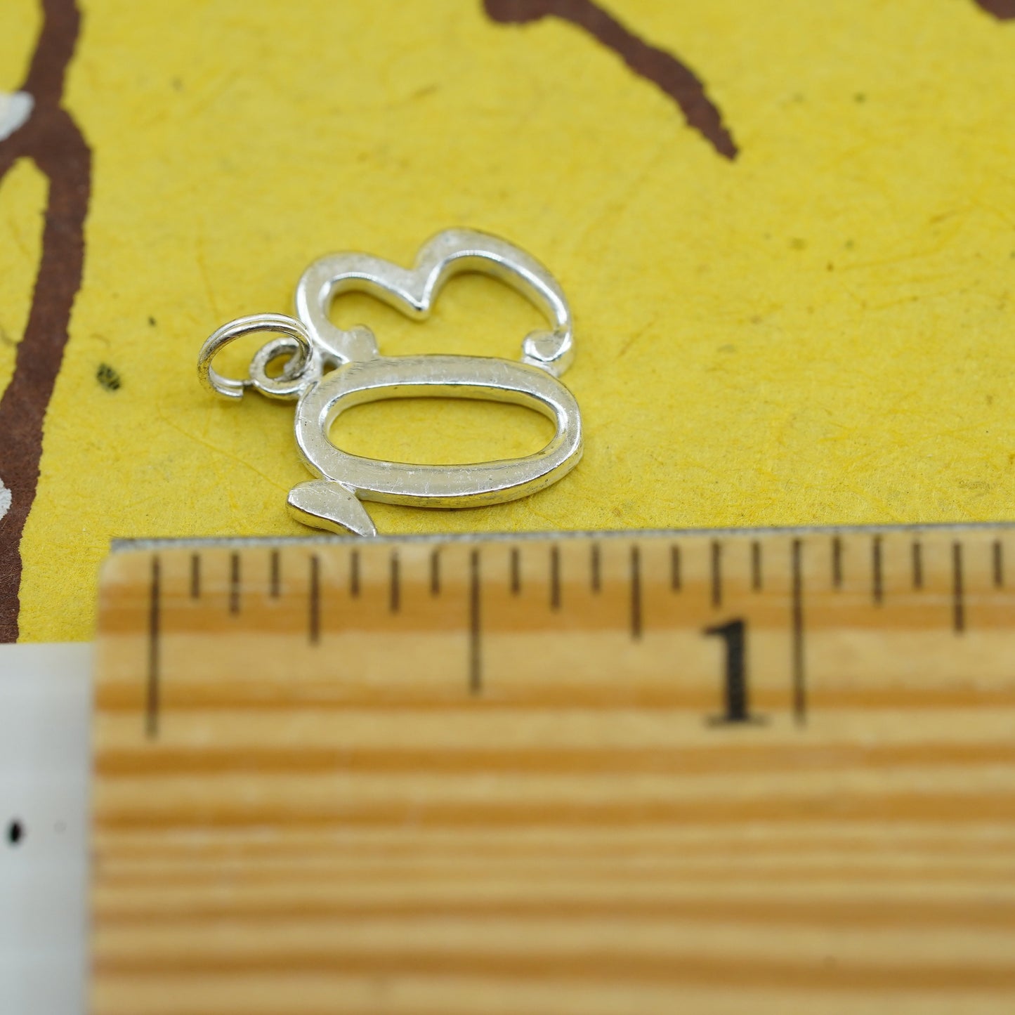 Vintage Sterling silver handmade pendant, 925 number 03 charm