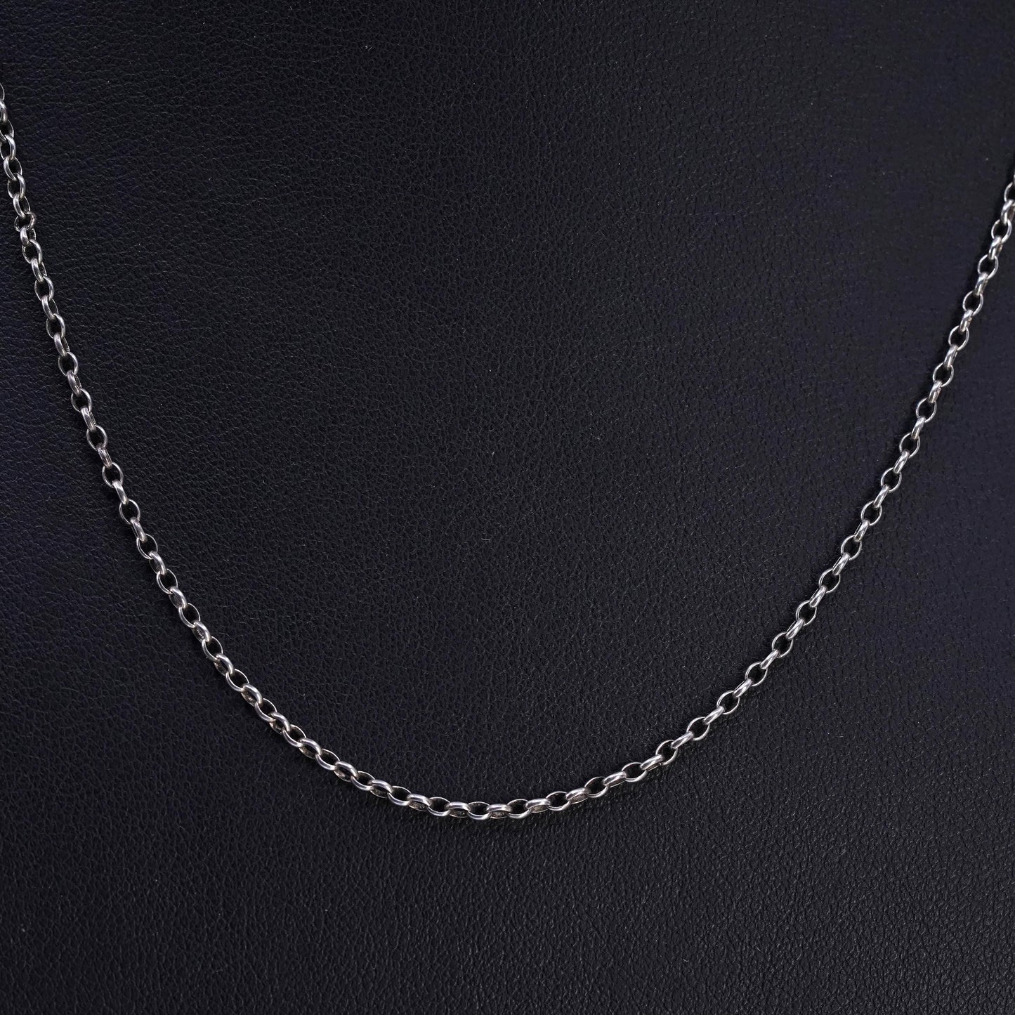 18" 2mm, vintage Sterling 925 silver circle chain necklace