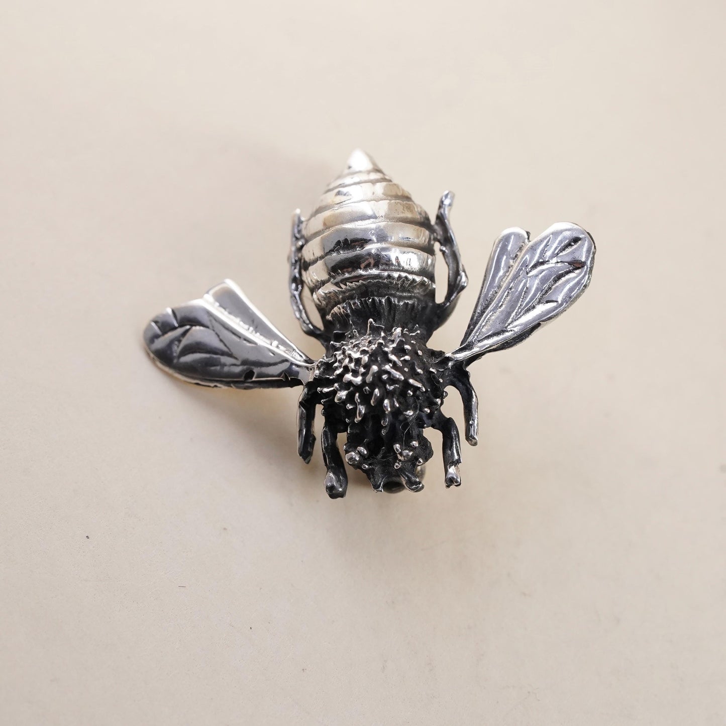 vintage Sterling silver handmade brooch, 925 silver honey bee pin