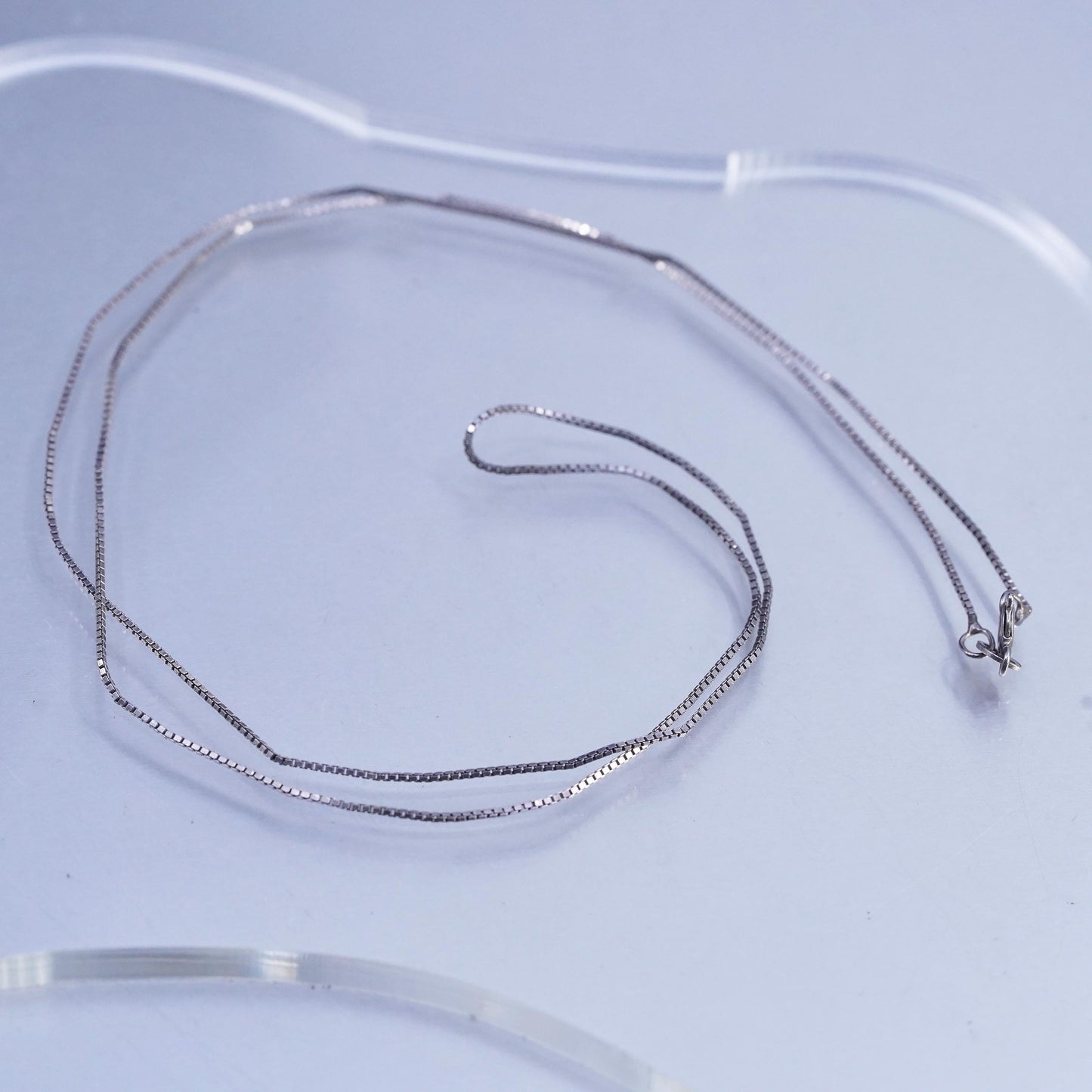 24", Vintage Italian sterling silver box chain, made in Italy silver necklace