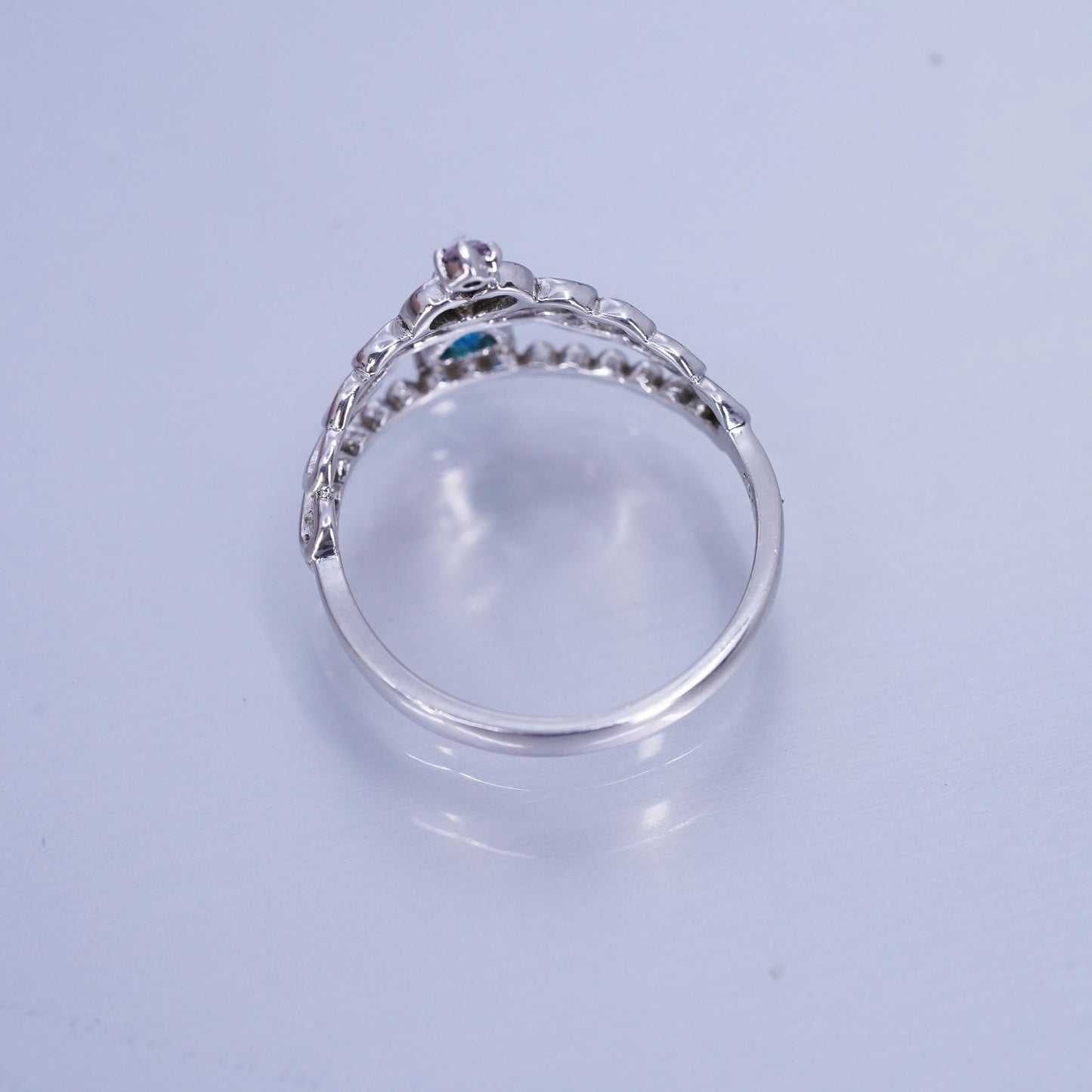 Size 7, Sterling 925 silver crown ring with blue topaz always my princess
