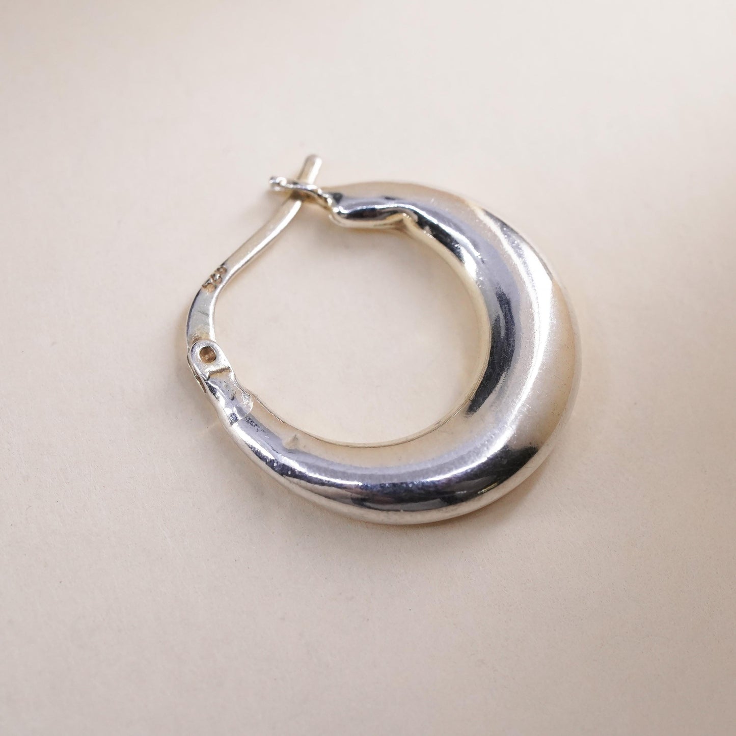 0.75", Vintage sterling silver loop single earring, fashion primitive hoop