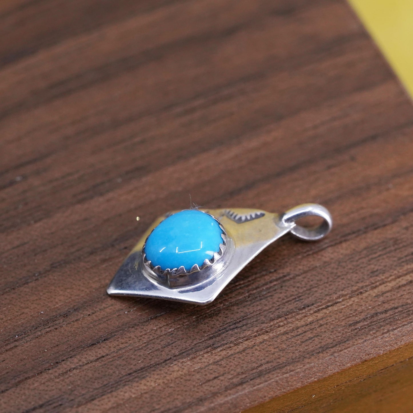Native American Sterling 925 silver handmade pendant, Navajo jewelry turquoise