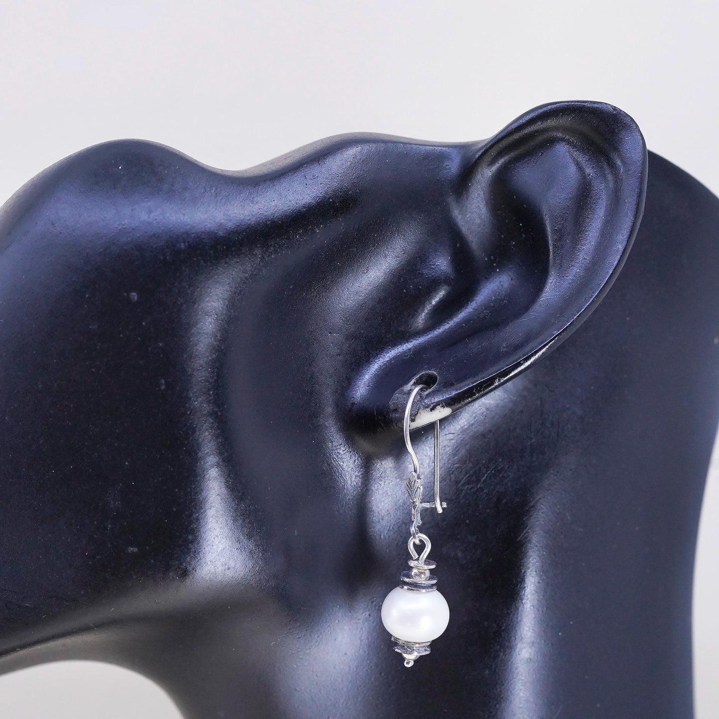Vintage Sterling 925 Silver Handmade earrings with pearl beads