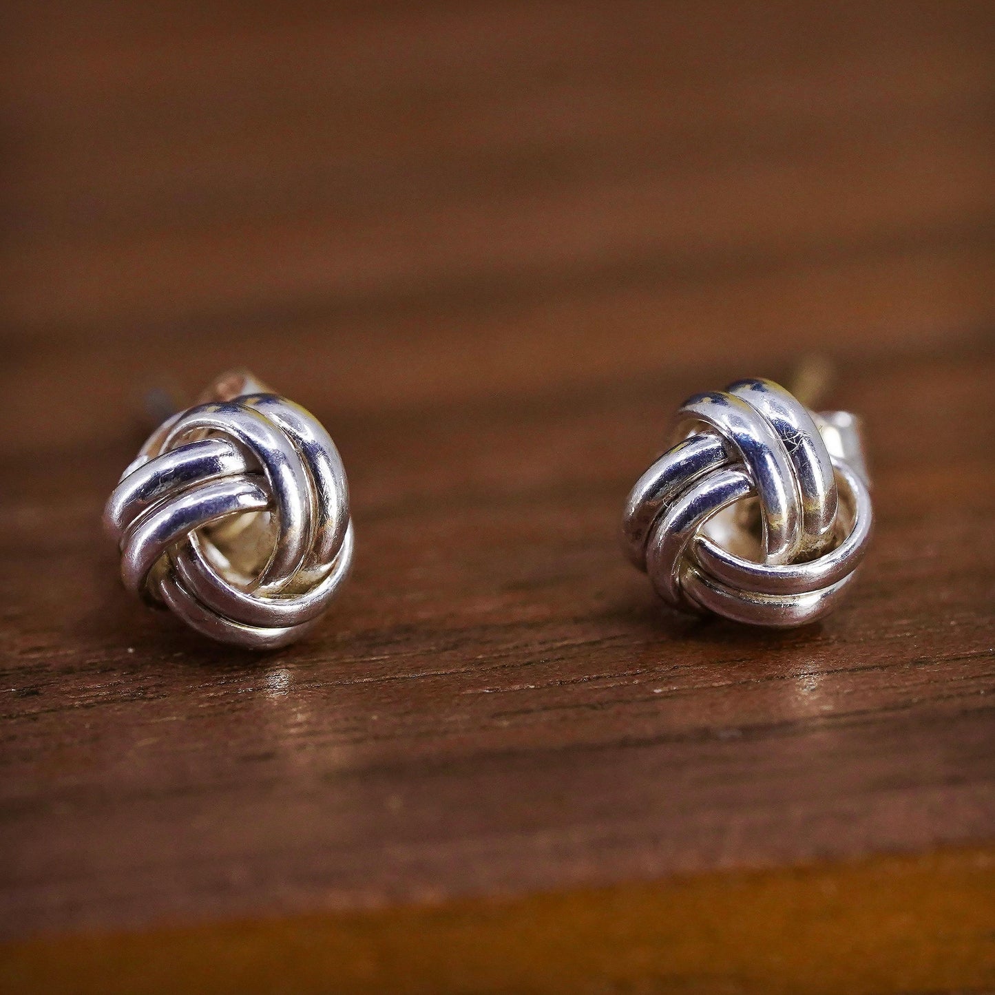 Vintage Sterling silver entwined beads studs, 925 earrings