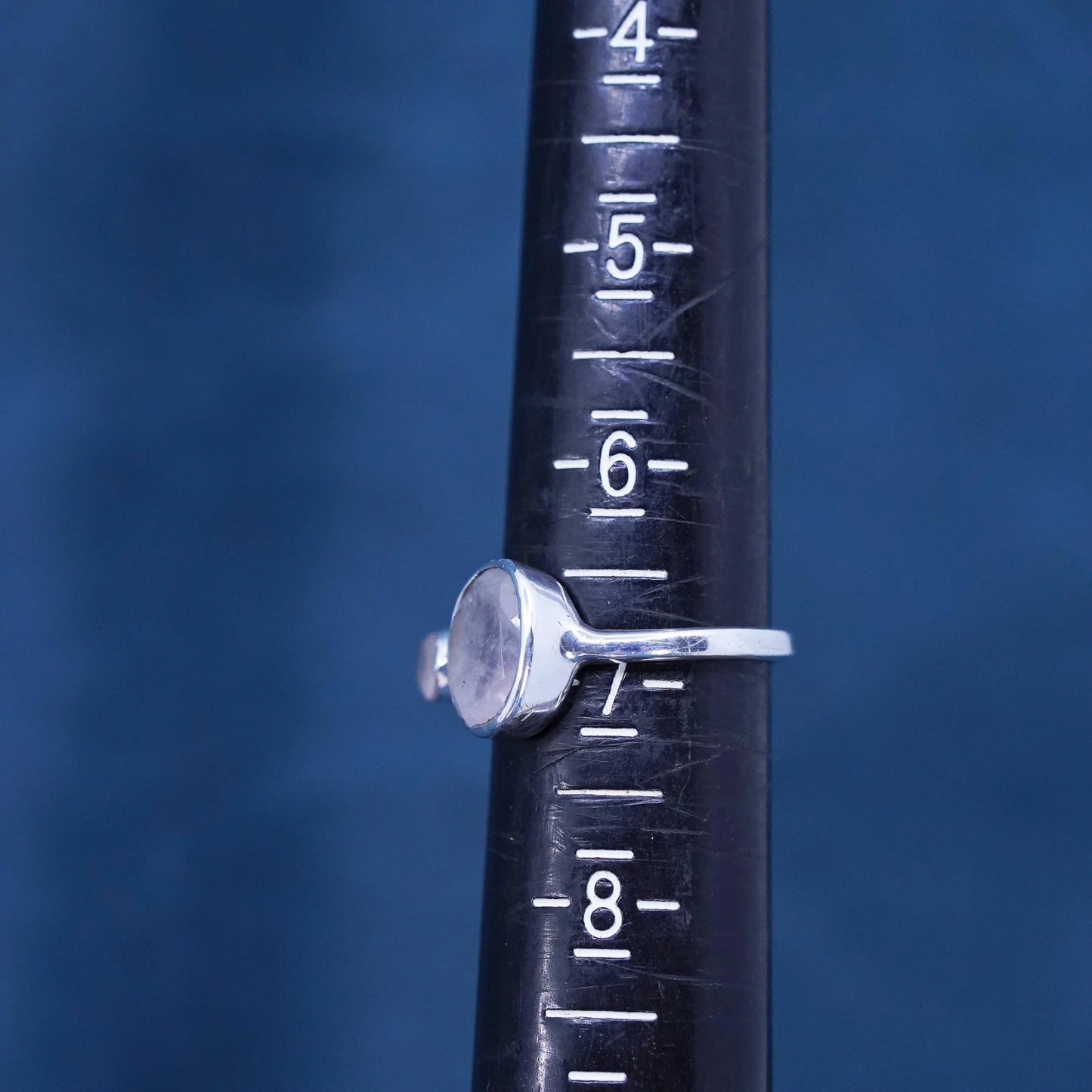 Size 6.75, vintage Sterling 925 silver handmade ring with moonstone and beads