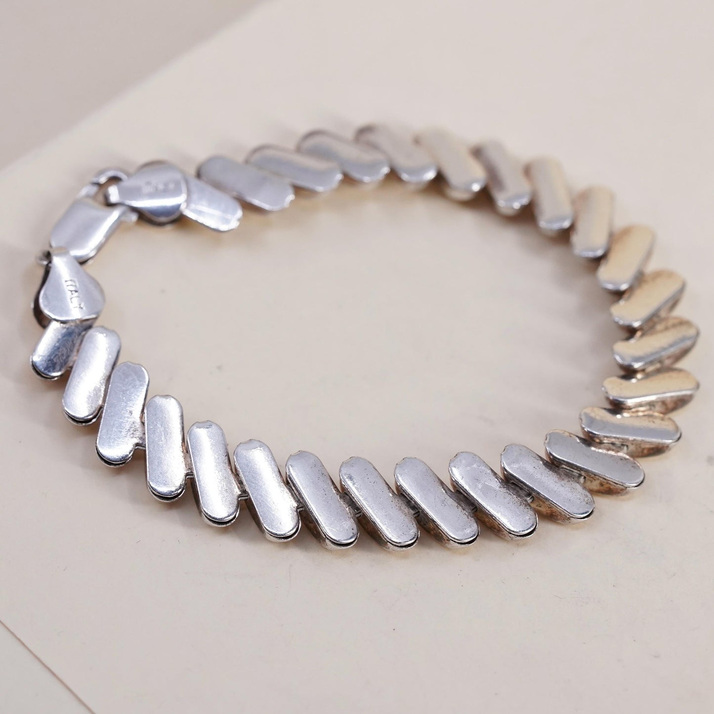 6.75” 11mm, Vintage Italian Made Bold Sterling Silver San Marco chain bracelet